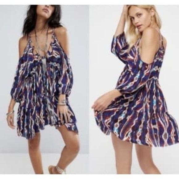 Free People Monarch Cold Shoulder Trapeze Mini Dress in XS - Picture 2 of 9